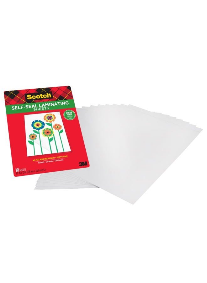 Scotch  Self-Seal Single-Sided Laminating Sheets, Letter Size 9 in x 12 in, 10-Pack - Image 2