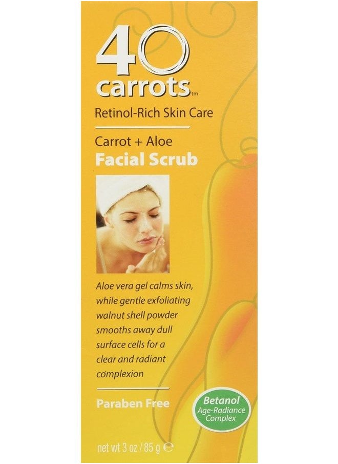 40 Carrots Carrot Aloe Facial Cleansing Facial Scrub - Helps Improve Skin Tone & Texture | Get Softer Radiant Looking Skin | Made in USA, Paraben & Cruelty Free (3oz)  - Image 1