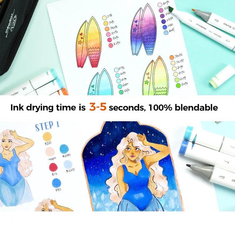 Ohuhu Double-Sided Marker Pad Art Sketchbook Bleedproof - 7"x10" Large Paper Size - 90 lb/150 gsm Smooth Drawing Paper - 60 Sheets/120 Pages - Spiral Bound Sketching Book for Alcohol Markers - Image 4