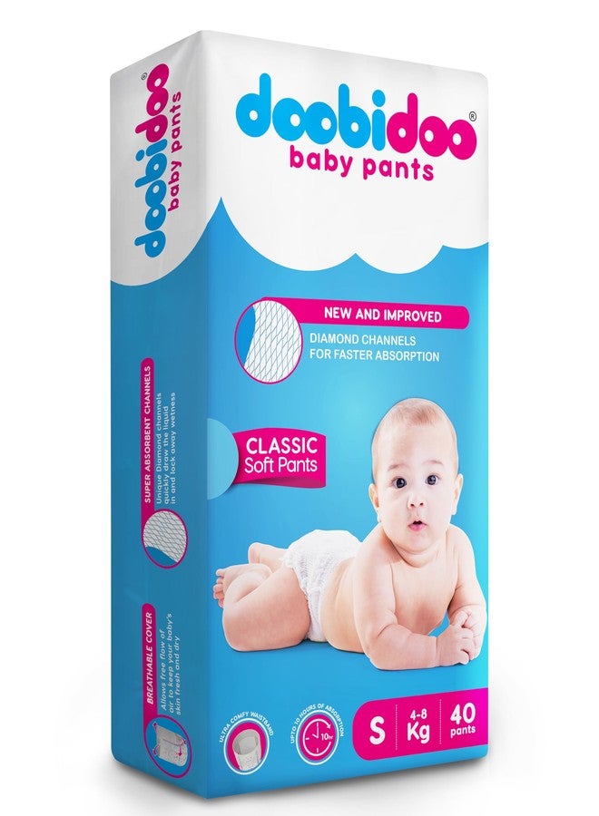 Doobidoo Classic Baby Diaper Pants - S Size | High Absorbency with Cotton Bubble Soft Topsheet, Anti-Leak Side Cuffs & Rash-Free Comfort | Gentle Protection (4–8 kg) - Pack of 1 | 40 Count - Image 1