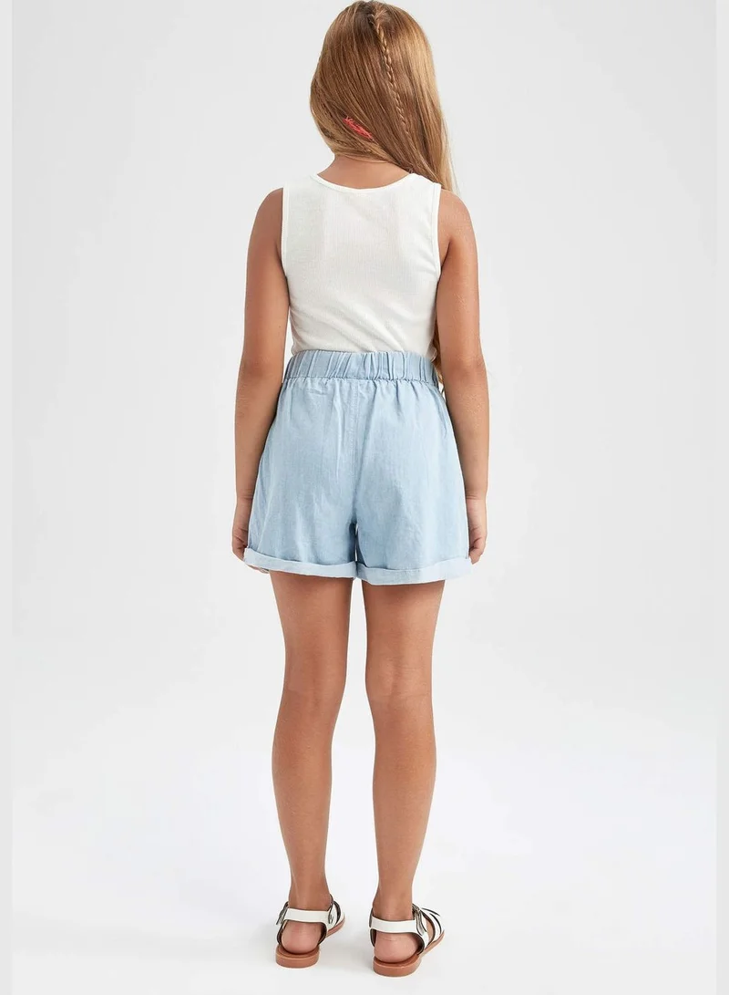 ديفاكتو Relaxed Fit Stretch Denim Jean Shorts With Drawstring Tie