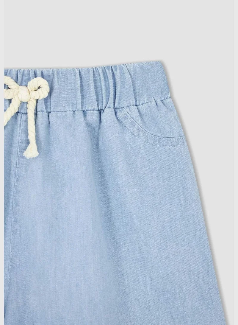 ديفاكتو Relaxed Fit Stretch Denim Jean Shorts With Drawstring Tie