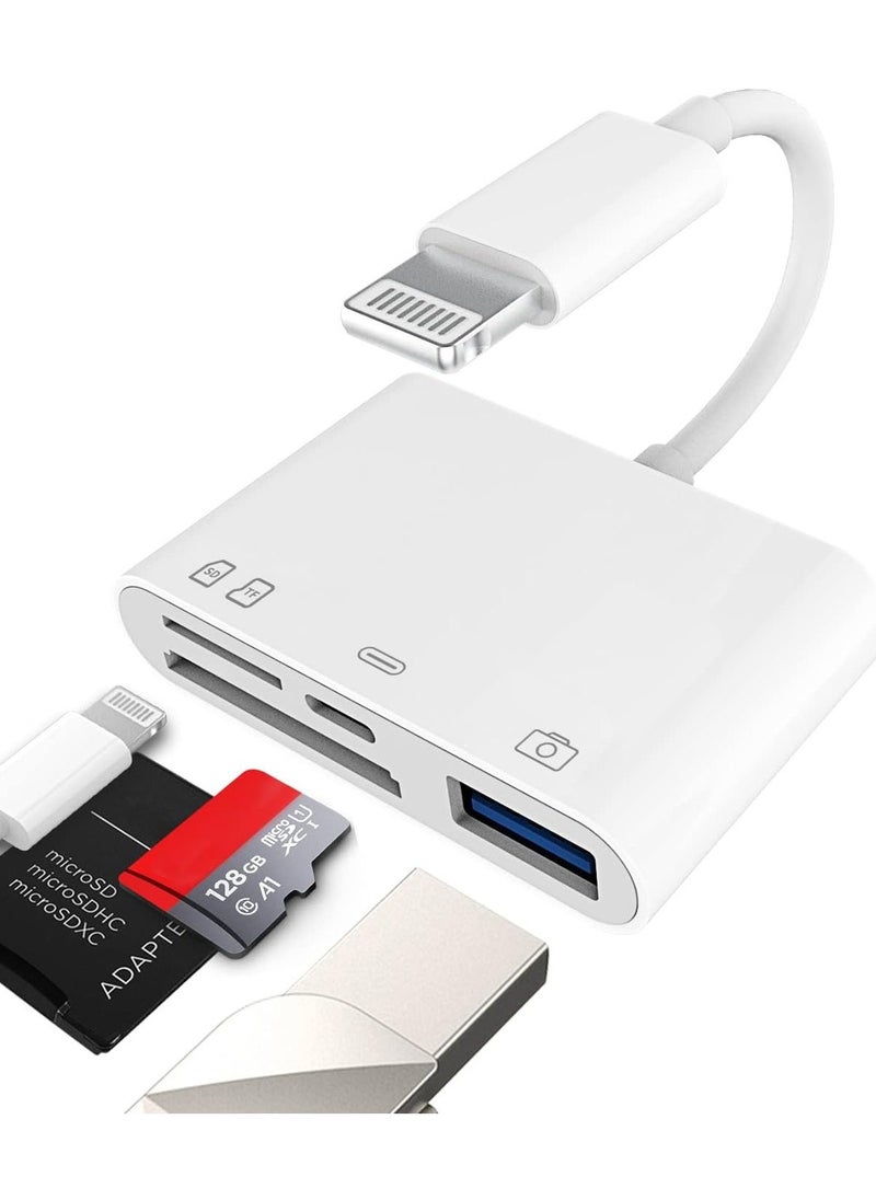 FLOWING - Camera Micro SD TF Memory Card Reader Lightning Male to USB3.0 Female Adapter OTG Cable for Apple iPhone 11 12 Mini max pro xs xr x se2 7 8plus Ipad air A Connector Flash Stick Drive Splitter - Image 1