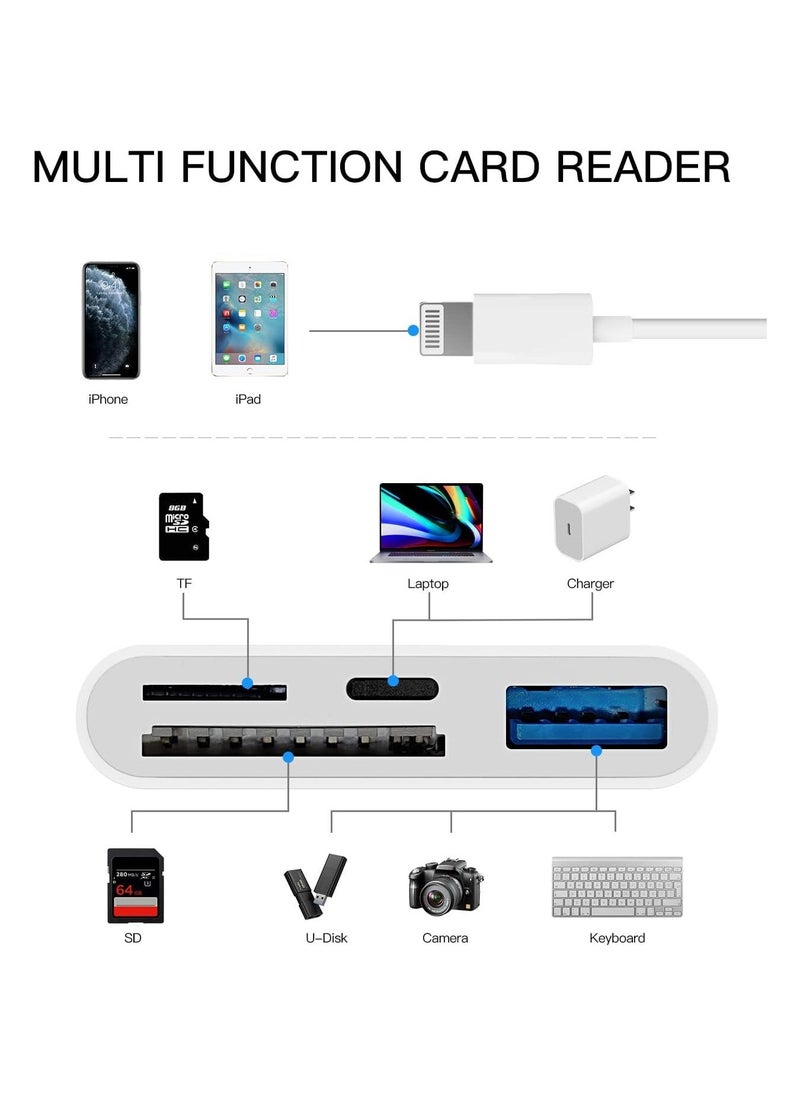 FLOWING - Camera Micro SD TF Memory Card Reader Lightning Male to USB3.0 Female Adapter OTG Cable for Apple iPhone 11 12 Mini max pro xs xr x se2 7 8plus Ipad air A Connector Flash Stick Drive Splitter - Image 1