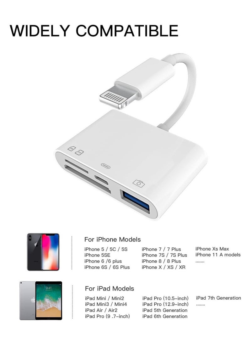 FLOWING - Camera Micro SD TF Memory Card Reader Lightning Male to USB3.0 Female Adapter OTG Cable for Apple iPhone 11 12 Mini max pro xs xr x se2 7 8plus Ipad air A Connector Flash Stick Drive Splitter - Image 1