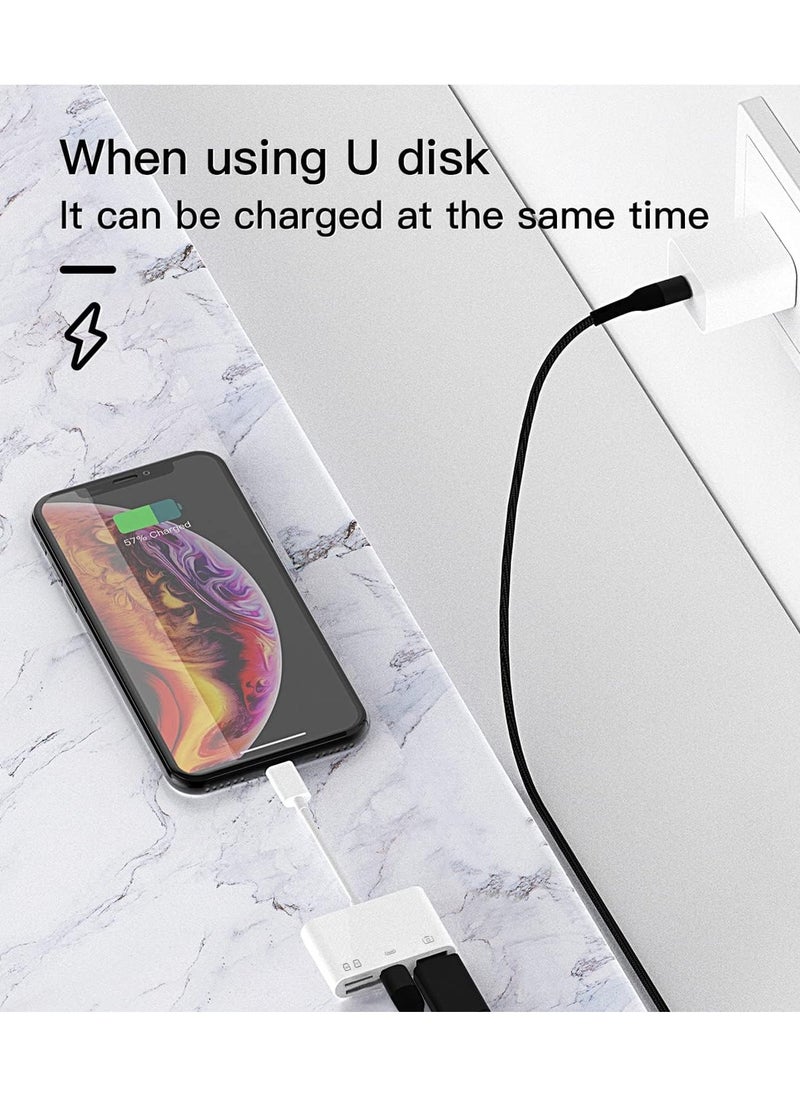 FLOWING - Camera Micro SD TF Memory Card Reader Lightning Male to USB3.0 Female Adapter OTG Cable for Apple iPhone 11 12 Mini max pro xs xr x se2 7 8plus Ipad air A Connector Flash Stick Drive Splitter - Image 1