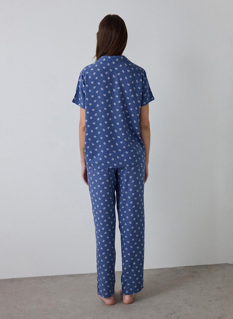 بنتي طقم بيجامة قصير الأكمام بياقة قميص وطبعة زهور - Image 5