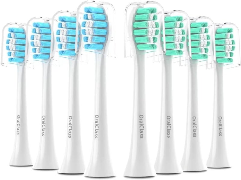 اورال كلاس رؤوس فرشاة أسنان بديلة من متوافقة مع فراشي أسنان Sonicare، حشوات رأس فرشاة كهربائية متوسطة النعومة لفراشي Philips Sonic Care التي تعمل بالضغط على المقابض 4100 5100 HX6250 C G W 2 3 Series، عبوة من 8 قطع - Image 1