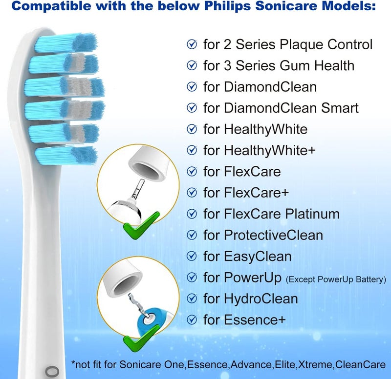 اورال كلاس رؤوس فرشاة أسنان بديلة من متوافقة مع فراشي أسنان Sonicare، حشوات رأس فرشاة كهربائية متوسطة النعومة لفراشي Philips Sonic Care التي تعمل بالضغط على المقابض 4100 5100 HX6250 C G W 2 3 Series، عبوة من 8 قطع - Image 2