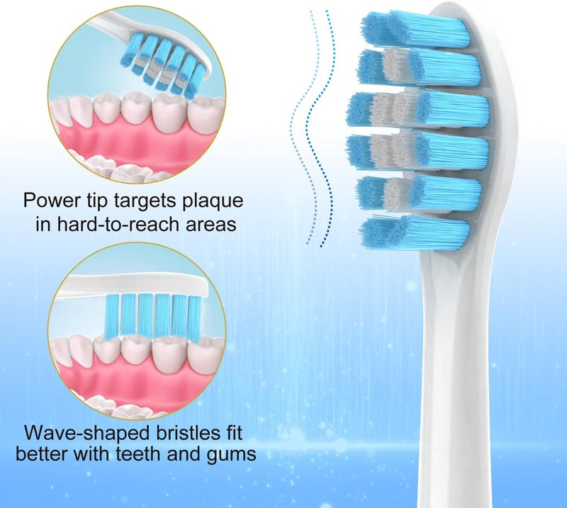 اورال كلاس رؤوس فرشاة أسنان بديلة من متوافقة مع فراشي أسنان Sonicare، حشوات رأس فرشاة كهربائية متوسطة النعومة لفراشي Philips Sonic Care التي تعمل بالضغط على المقابض 4100 5100 HX6250 C G W 2 3 Series، عبوة من 8 قطع - Image 4
