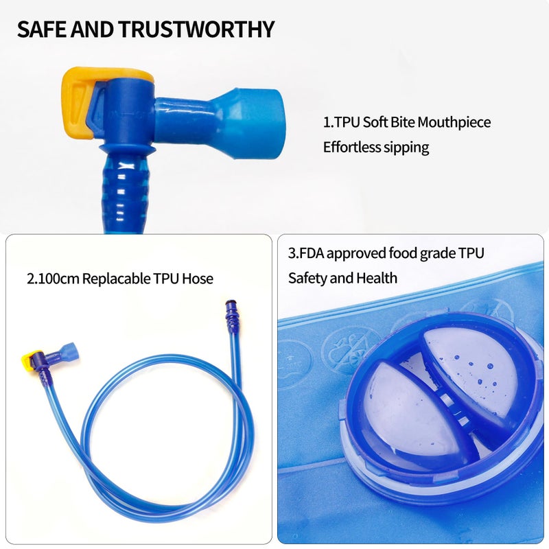 Unigear Hydration Water Bladder Reservoir,2L/2.5L/3L Non-Bpa And Odorless For Backpacking, Biking, Hiking And Camping (Blue, 1.5L) - Image 3