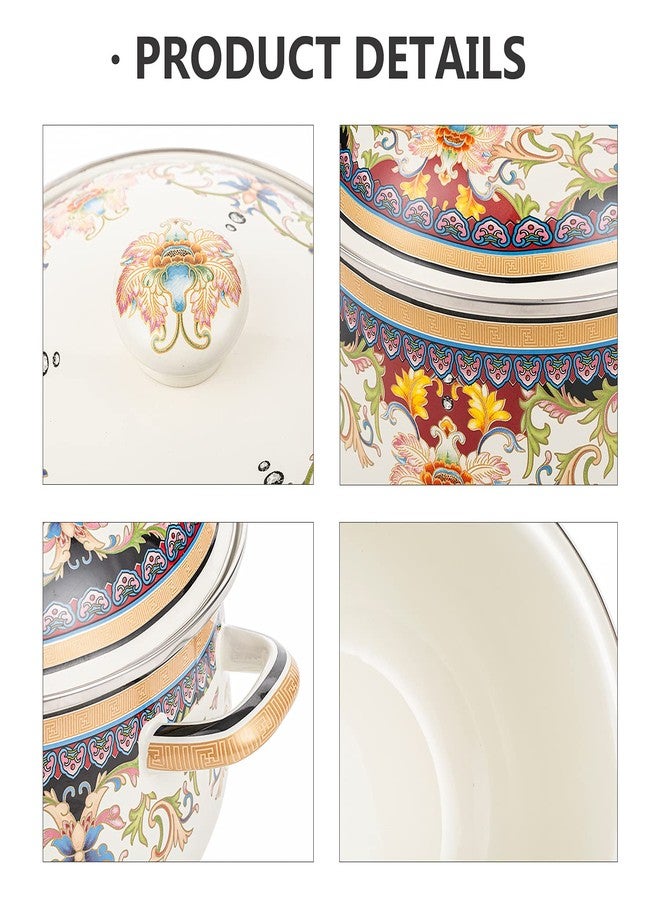 OLYTARU Retro Flower Enamel Stockpot with Lid,Stockpots for Cooking (5L-Mysterious Flower) - Image 4