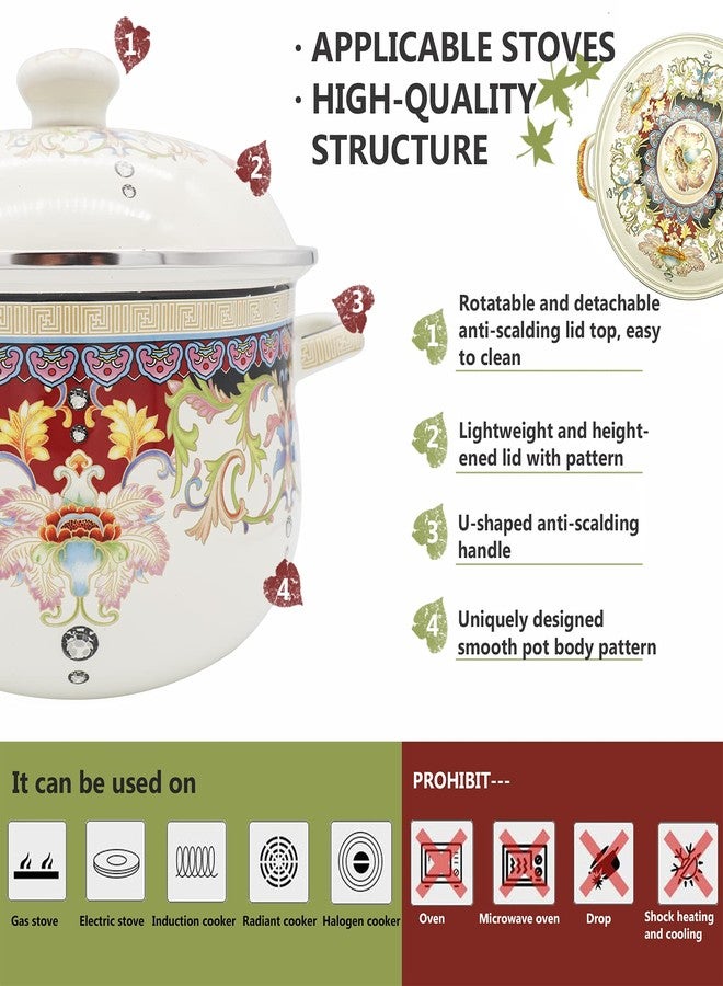 OLYTARU Retro Flower Enamel Stockpot with Lid,Stockpots for Cooking (5L-Mysterious Flower) - Image 2