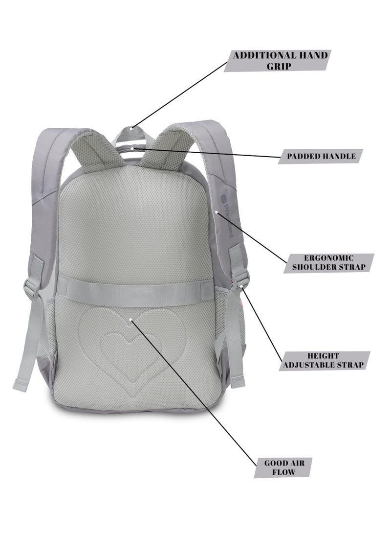 President School Backpack Waterproof Book Bag with Compartments and Doll Pendant for Kids, ( GREY ) Model-scp0023-17" - Image 2
