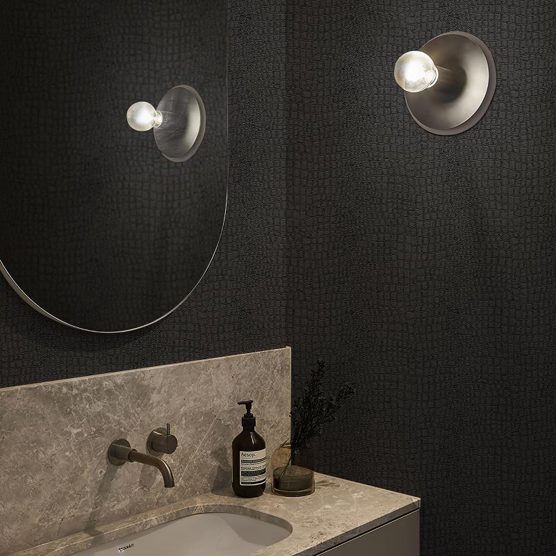Zeeko Black Peel and Stick Wallpaper 23.6" x 400" Removable Crocodile Wallpaper Embossed Contact Paper Textured Wall Paper for Cabinet Bedroom Bathroom - Image 5