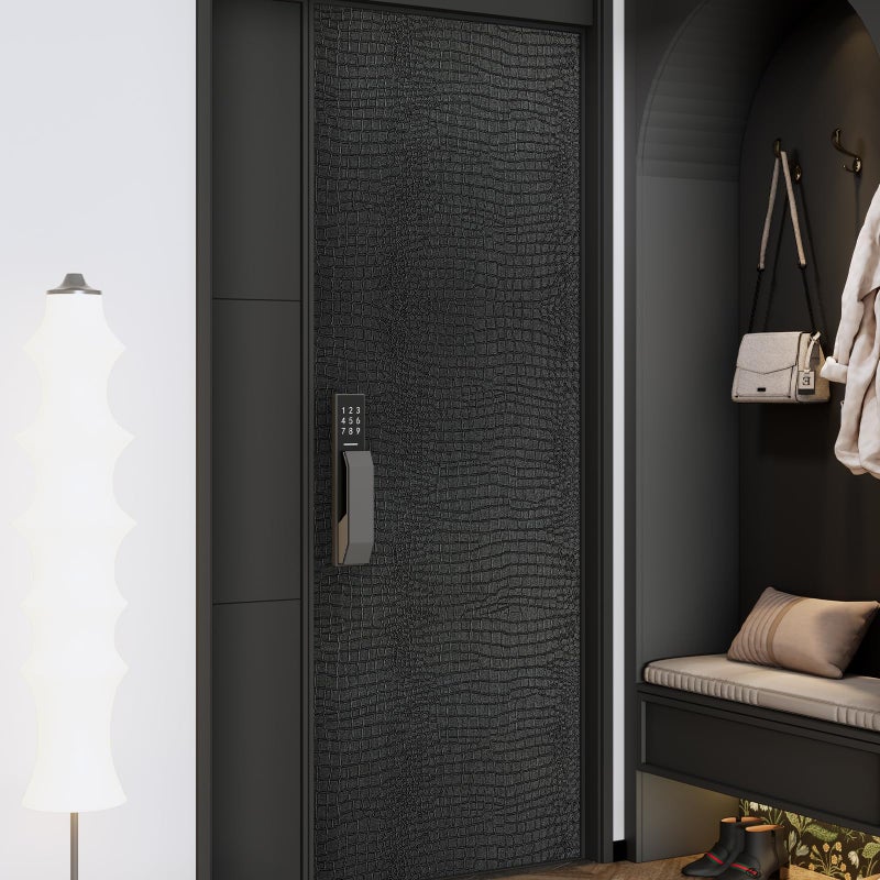 Zeeko Black Peel and Stick Wallpaper 23.6" x 400" Removable Crocodile Wallpaper Embossed Contact Paper Textured Wall Paper for Cabinet Bedroom Bathroom - Image 3