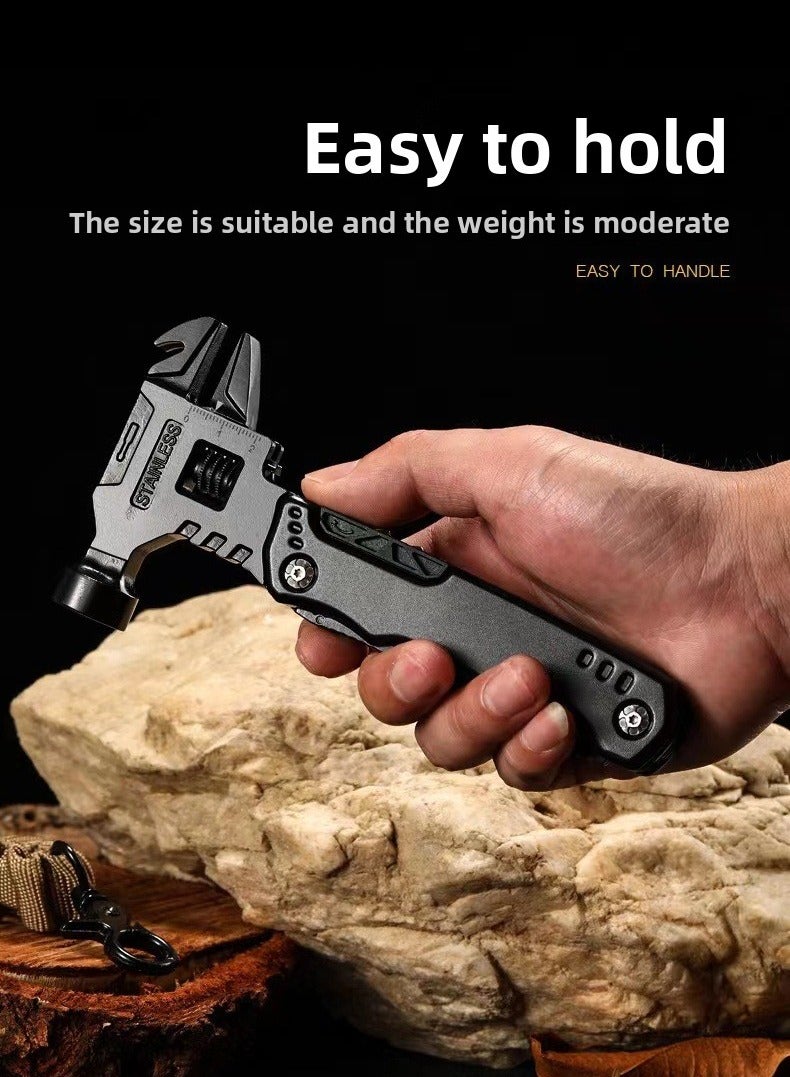 16-in-1 Multifunctional Wrench Hammer – Stainless Steel Car Emergency Tool with Pliers, Knife, Screwdriver & Adjustable Spanner, Portable Repair Kit for Home and Vehicle - Image 2