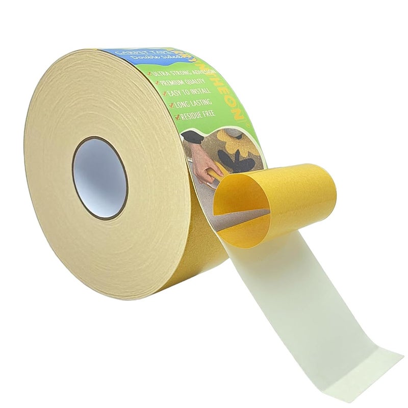 ARRYNTHEON Double Sided Carpet Tape for Hardwood Floors 2 Inch x 15 Yards Non Slip Rug Tape for Tile Floors, Easy to Remove Without Residue Rug Tape Gripper for Carpet (Yellow, 2Inch x 15Yards) - Image 1