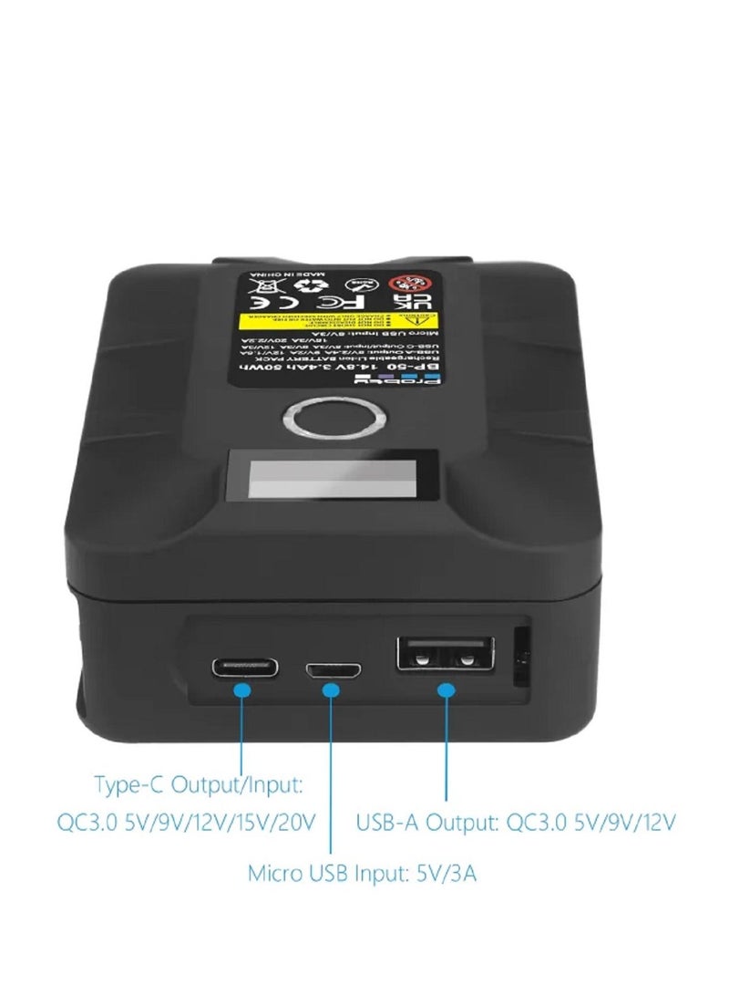 Probty V Mount Battery 50W with V-Lock lithium battery With USB and Type-C USB Port - Image 4