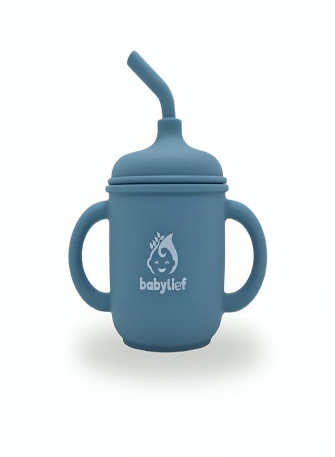 Babylief™ Silicone Sippy Cup with Double Handles, and Contains 150ml (Powder Blue) - Image 1