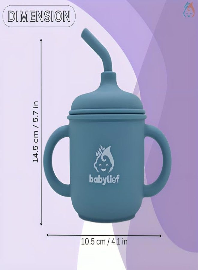 Babylief™ Silicone Sippy Cup with Double Handles, and Contains 150ml (Powder Blue) - Image 4