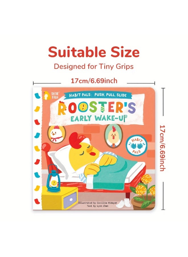 كتاب تفاعلي للأطفال “روتين الصباح للديك”، كتاب آليات سحب ودفع وفتح النوافذ لتنمية عادات الاستيقاظ المبكر والروتين اليومي الإيجابي، مناسب لمرحلة ما قبل المدرسة، أنشطة حسية ممتعة، كتاب مثالي للسفر والطائرة، هدية رائعة لأعياد الميلاد والمناسبات - Image 4