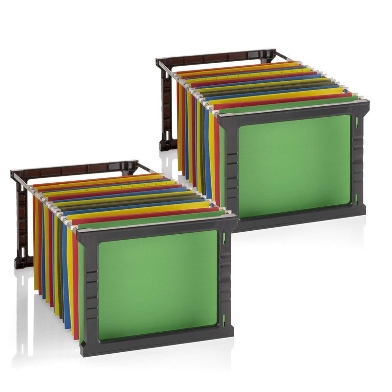 Officemate Plastic Hanging File Frames Letter and Legal Size Rails 24 to 27 2 Sets 91963 Black