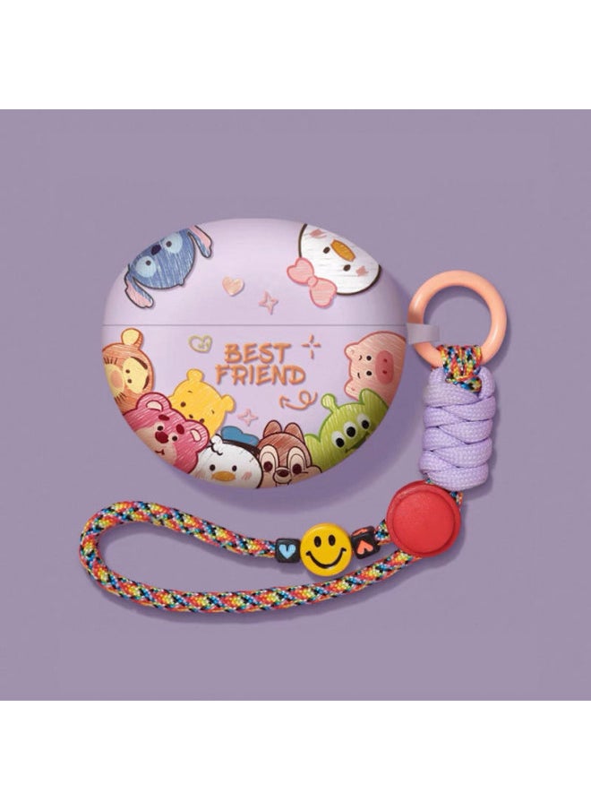 Generic - For HuaweiFreebuds456ipro3se2 Frosted Tpu Cartoon Soft Case Wireless Bluetooth Headset Protective Cover-Color:Q Version Avatar Purple With Rainbow Braided Purple Lanyard-Model:Suitable For Freebuds Pro3/pro4 - Image 1