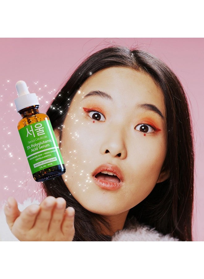 seoulceuticals SeoulCeuticals Organic Polyglutamic Acid Serum - Korean Skin Care + Hyaluronic Acid + Centella Asiatica - K Beauty Anti Aging - Healthy Glowing Skin 1oz  - Image 2