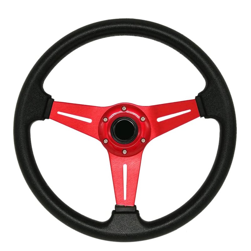 YEHICY 138 Auto Racing Steering Wheel Quick Release 6 Bolts Flat Drifting Universal Car Sport Steering Wheel Pu Leather and Aluminum Spokes with Horn Button