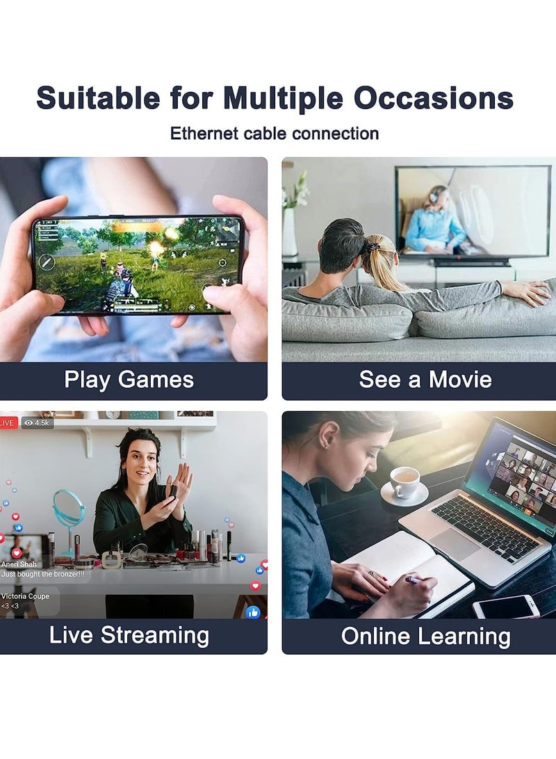 USB C to Ethernet Adapter, 2 in 1 USB C to RJ45 Adapter with 60W PD Type-C Charge Port Supports 10/100Mbps Ethernet Network, Compatible for Android/iPad Pro/Mac/Galaxy and More USB C Devices - Image 3