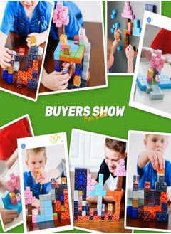 Zeemey Magnetic Blocks - Build Mine Magnet World Magic Portal Set, Magnetic Tiles 1" Building Blocks Toddler Toys STEM Sensory Outdoor Toys for 3+ Year Old Boys & Girls, Creative Kids Games Kids Toys 84PCS  - Image 4