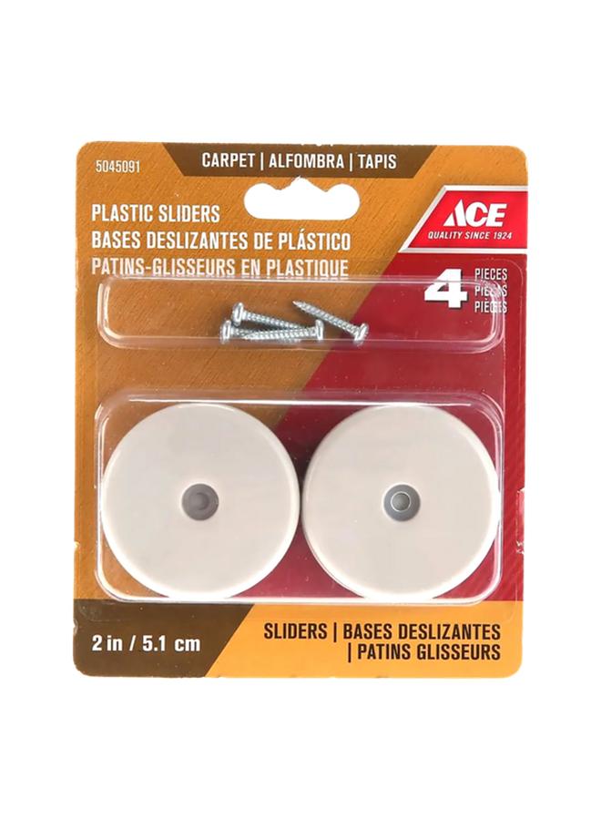 ACE 4-Piece Heavy-Duty Sturdy High-Quality Precision Screw-On Plastic Sliders Kit Off White 5.1cm - Image 1
