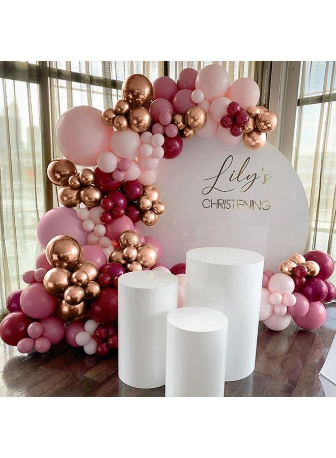 Togvu Burgundy Pink Balloon Garland Arch Kit, Burgundy Ruby Red Dusty Purple Pastel Pink Metallic Rose Gold Confetti Balloon Arch Kit for Women Girls Birthday Wedding Baby Bridal Shower Party Decorations - Image 4