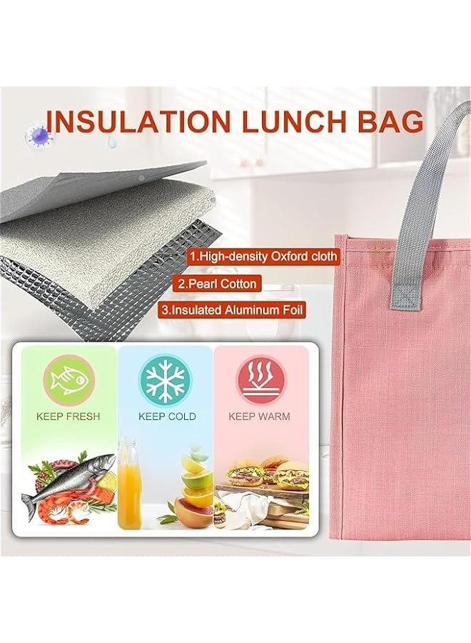 هوكور HOOKOR Lunch Bag, Insulated Lunch Bag, Reusable Insulated Lunch Bag, Leakproof Simple Bento Lunch Tote, Lunch Bag Insulated, for Office, Work, School, Picnic or Travel (Pink) - Image 3