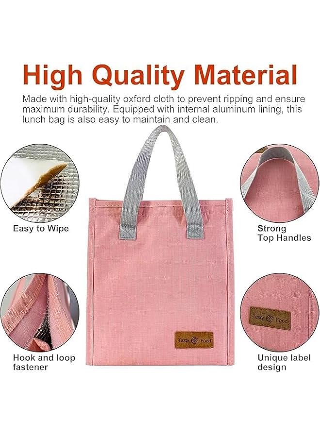 هوكور HOOKOR Lunch Bag, Insulated Lunch Bag, Reusable Insulated Lunch Bag, Leakproof Simple Bento Lunch Tote, Lunch Bag Insulated, for Office, Work, School, Picnic or Travel (Pink) - Image 4
