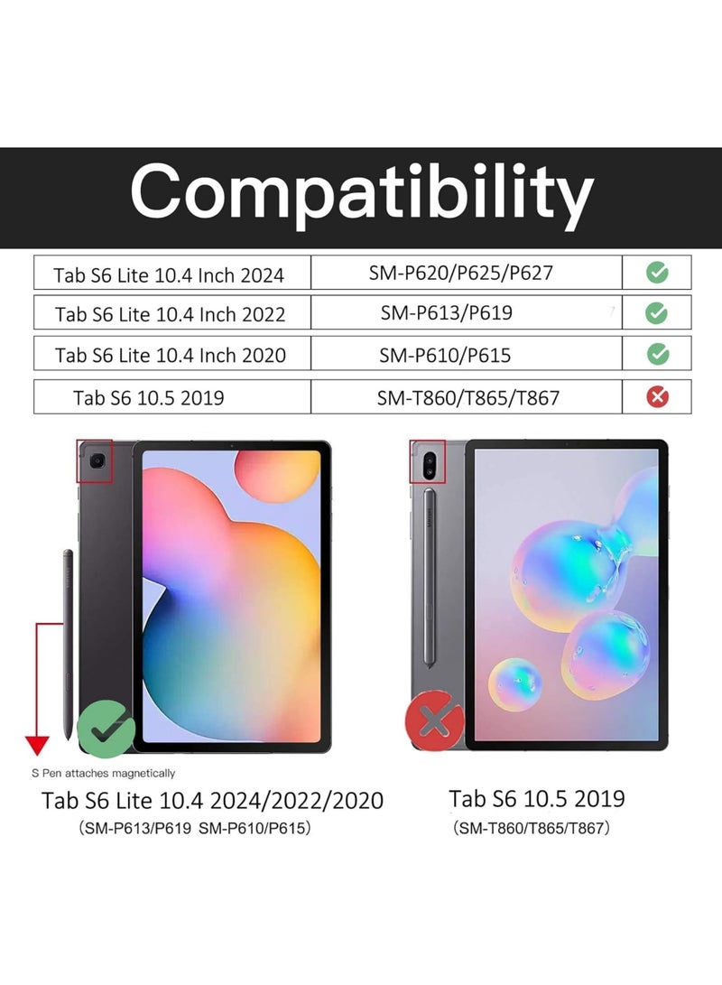 Rock Pow Case For Samsung Galaxy Tab S6 Lite 10.4 Inch Case 2024/2022/2020 (SM-P620/P610/P613/P615/P619) Silicone Case with 360 Rotating Kickstand Handle Grip S Pen Holder Cover for S6 Lite 10.4 inch - Image 2