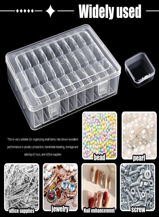 YOIYINI 30Pcs Mini Bead Containers with 1Pc Big Hinged Lid Storage Box，Clear Diamond Art Storage Case， Plastic Craft Supply Case for Organizing，Rectangle Containers for DIY Bead Craft，Jewelry，Small Part - Image 3