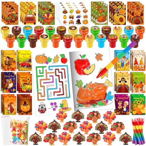 BenLouis Fall Party Favors for Kids Thanksgiving Day Classroom Gifts Prize Coloring Books Set Bulk for Students Kids Autumn Pumpkin Harvest Pinata Filler Goodie Bag Stuffers Craft12Set Thanksgiving - Image 1