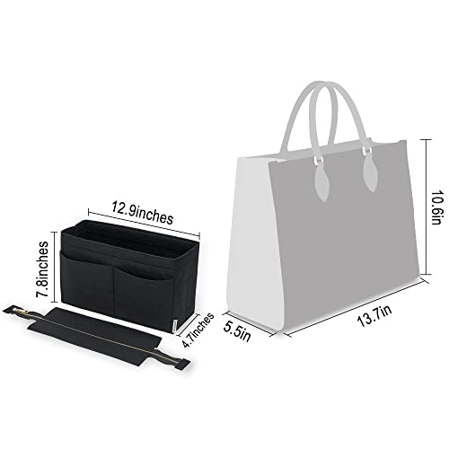 Vercord Felt Purse Organizer Insert Onthego 35 Handbag Tote Bag Organizer Bag in Bag with Removable Zipper - Image 3