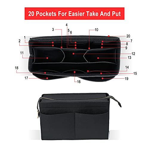 Vercord Felt Purse Organizer Insert Onthego 35 Handbag Tote Bag Organizer Bag in Bag with Removable Zipper - Image 4
