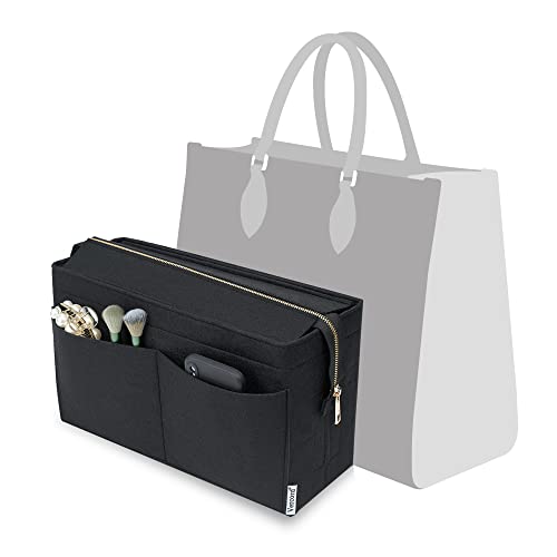 Vercord Felt Purse Organizer Insert Onthego 35 Handbag Tote Bag Organizer Bag in Bag with Removable Zipper - Image 1