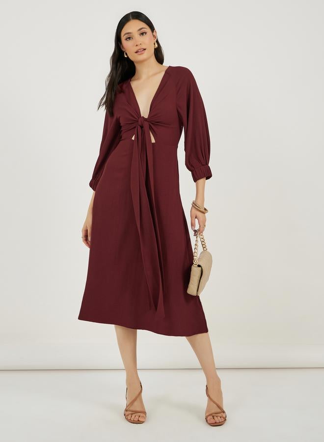 Styli Tie-Front Midi Dress - Image 4