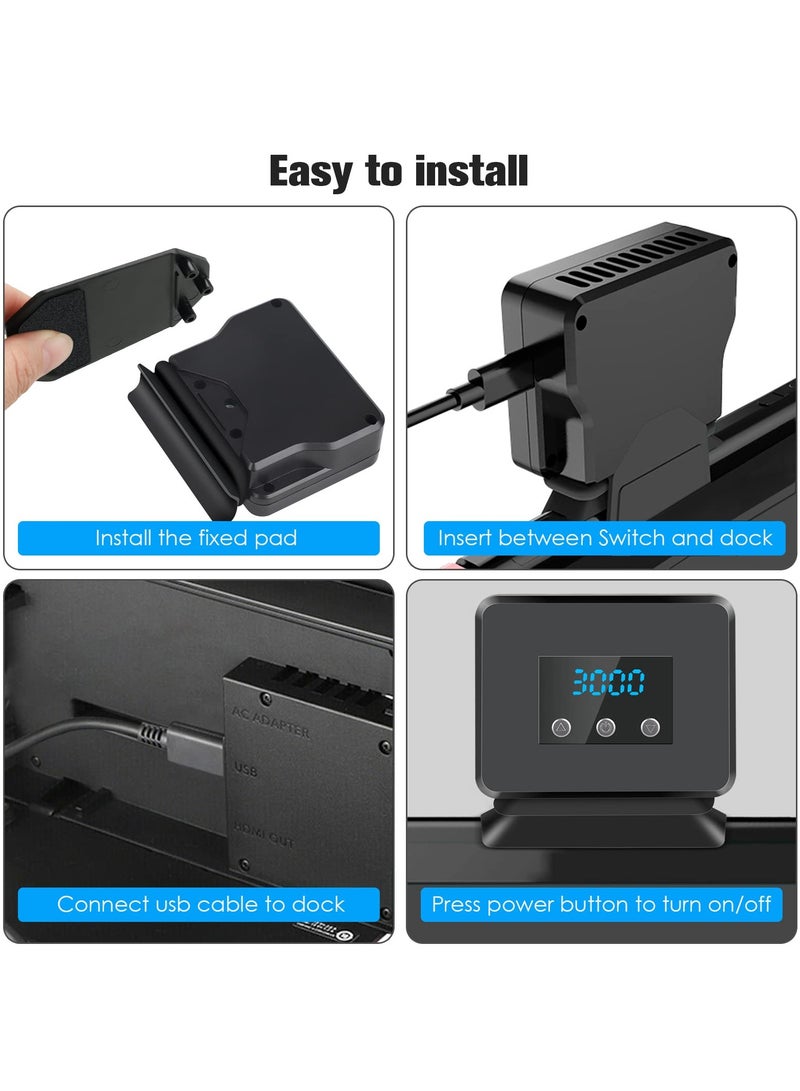 Excefore Switch Cooling Fan, Fan for Nintendo Switch, Dock Set Temperature Display Cooler NS Original Docking Station, Adjustable Speed, USB Powered, Integrated Cable  - Image 4