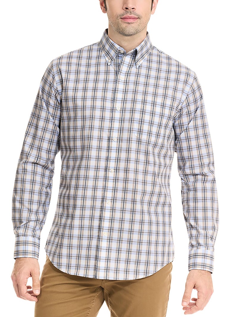 Arrow Men's Hamilton Poplin Multi Tartan Long Sleeve, Incense - Image 5