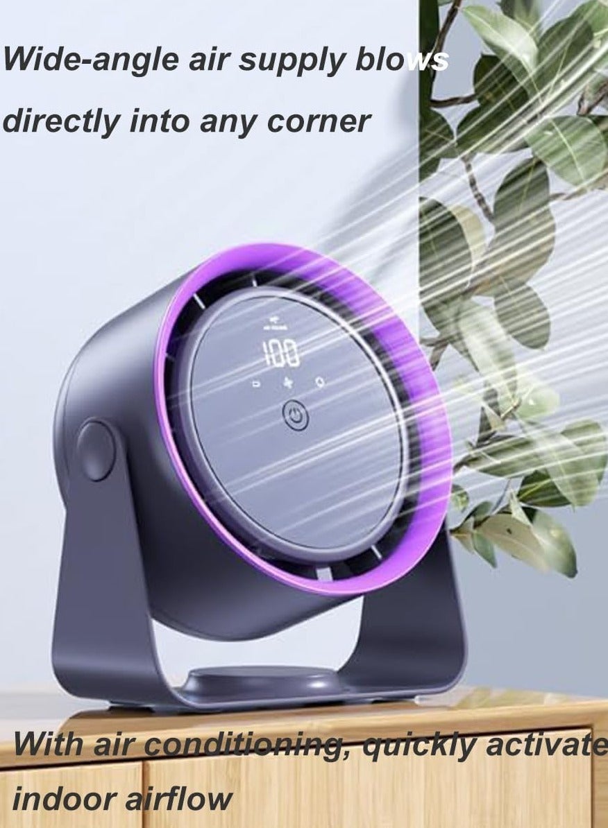 Turbo Circulation Rechargeable Fan – USB Powered Desk & Wall Mount Fan with Digital Display, 4-Speed Settings, Quiet Operation & Smart Timer, Ideal for Home, Office & Camping