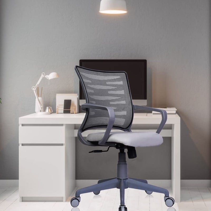 Rose ROSE Zigzag  3Years Warranty Included  Mesh MidBack Ergonomic Office Chair  Study  Work from Home  Revolving Chair Grey  - Image 1