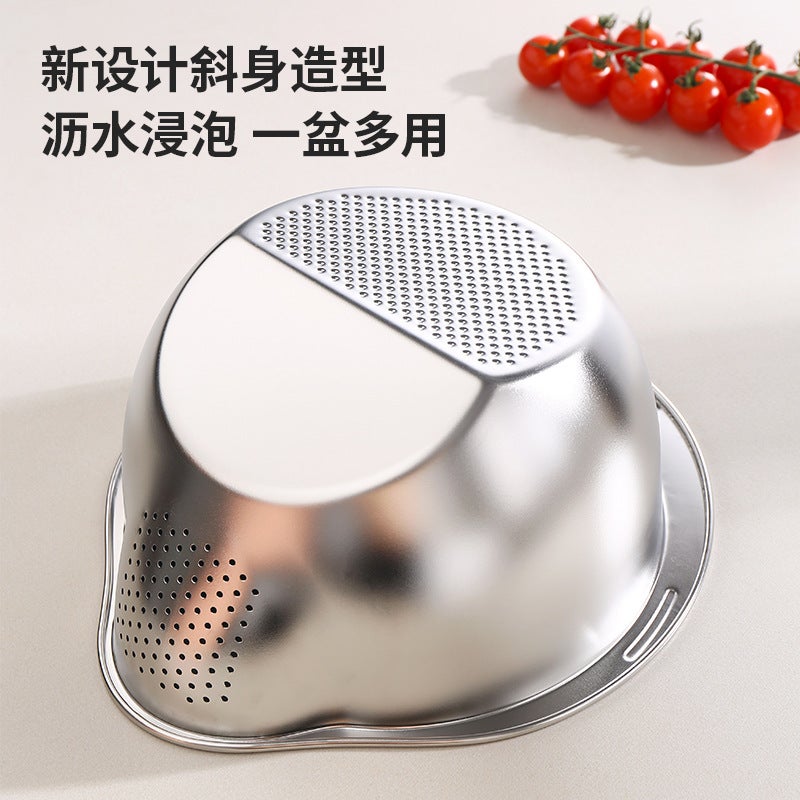 Stainless Steel Rice Sieve Rice Washing Basin Fruit And Vegetable Drain Basin Kitchen Rice Washing Artifact Vegetable Washing Basin Household Drain Basket - Image 4