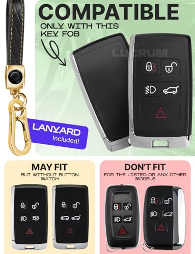 Lucrum Compatible with Range Rover and Jaguar Key Fob Cover & Keychain, TPU Keyfob Case for Land Rover Sport Evoque XE XJ XF Velar Defender Discovery - Black and Gold - Image 2
