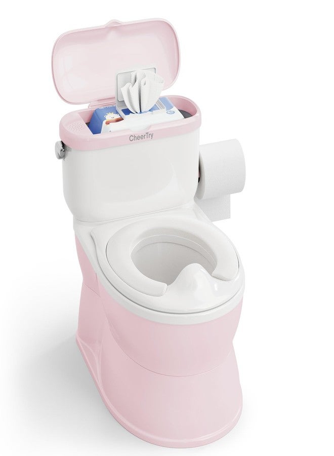 CheerTry 2-in-1 Toddler Potty Training Toilet - with Detachable Training Seat, Realistic Flushing Sound for Boys & Girls Ages 1-3 with Wipes Storage, Toilet Paper Holder - Image 1